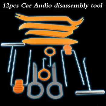 12 Dona/Set Plastik Avtomobil Radio Eshik Clip Panel Trim Dash Audio Removal Pry Tool Repairing Avtomobil Panel Removal Tool Rasm