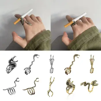1dona Retro Dragon Rings sigaret sohibi Rack Finger Clip Smoke Gadgets for Man Gifts Smoker Tools Smoking Aksessuarlar Rasm
