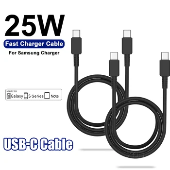 25 Vt PD tez zaryadlovchi kabeli Samsung Galaxy S23 Ultra S22 S21 S20 Note 20 10 zaryadlovchi telefon aksessuarlari uchun USB C dan C tipidagi kabel Rasm