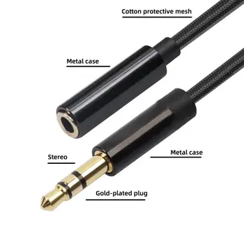 3,5 mm Audio kabel erkakdan ayolga 3,5 mm Jek aux uzatma kabeli Naushniklar uchun iPhone kompyuter uchun karnay uzaytirgich kabeli Rasm