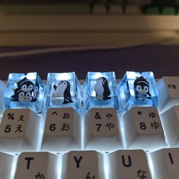 4dona / SET DIY qatronlar keycap penguin keycaps handmade mexanik klaviatura keycap uchun moslashtirilgan oem tayyorlangan asosiy shapka Rasm