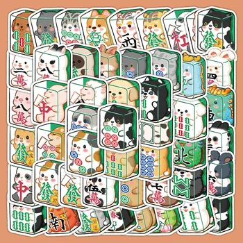 50pcs Kavayi multfilmi yoqimli Mahjong hayvonlar stikerlari chamadon muzlatgichi suv o'tkazmaydigan DIY materiali bolalar uchun dekorativ stikerlar Rasm