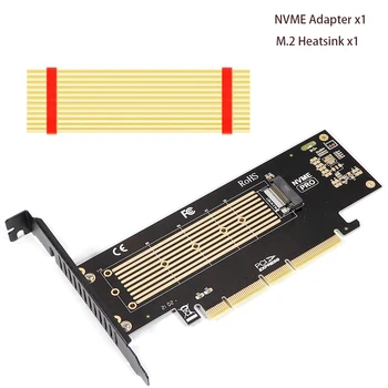 Alyuminiy bilan NVMe adapteri PCIe 22110 SSD Heatsink Cooler, 64gbps m2 Ssd Gen4 PCIe 4.0 ish stoli uchun X4 X8 X16 kengaytirish kartasi Rasm