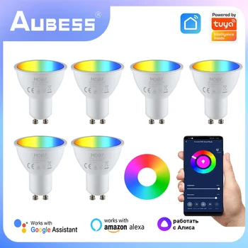 Aqlli LED GU10 lampochkalari Rgbv 90-250V Dimmable chiroq lampalari Alexa Google Home Yandex Alice aqlli hayoti orqali aqlli uy Rasm