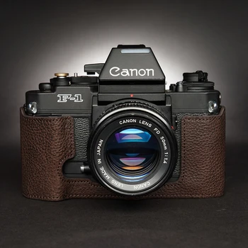 Canon uchun dizayn yangi F1 eski F1 kamera qo'lda ishlangan haqiqiy charm kamera sumkasi yarim qopqoq sumkasi Rasm