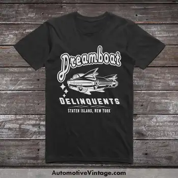 Dreamboat Delinquents Greaser uslubidagi avtomobil futbolkasi Rasm
