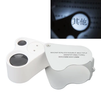 Dual Lens 30x 60x portativ Mini cho'ntak mikroskopi LED yorug'lik portativ lupa o'simliklar davrlari uchun Mini cho'ntak mikroskopi Rasm