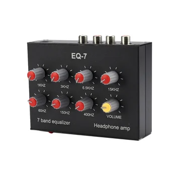 EQ - 7 avtomobil Audio naushnik Amplifier 7-tasma EQ ekvalayzer 2 kanal raqamli ovoz ekvalayzer Rasm