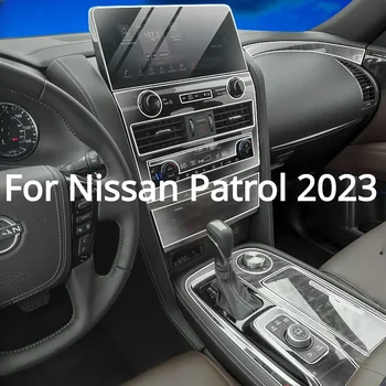 Nissan Patrol 2023 aksessuarlari uchun avtomobil ichki qismi yupqa plyonkali shaffof TPU tishli paneli Markaziy konsol tirnalishga qarshi qarshilikni qayta tiklash Rasm