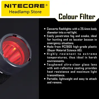 NITECORE 25.4 mm chiroq filtri qizil ko'k yashil, diffuzor trafik tayoqchasi NFR25 NFB25 NFG25 NFD25 p10i P10ix EC23 MH12S MH12 V2 uchun Rasm