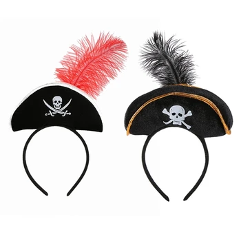 Pirate Hat Headband Xellouin Pirate Headband Xellouin Tiaralari va tojlari soch tasmasi o'lik Bosh tasmasi kuni Rasm