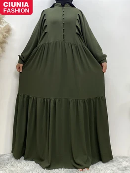 Ramazon Hayiti Moda Puff Sleeve Musulmon Abayas Robe Islomiy Liboslar Turkiya Hijob Uzun Ko'ylaklar Marokash Kimono Femme Musulmane Rasm