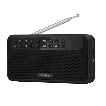 Rolton E500 Draadloze Fm Radio 6 Vt Hifi Stereo Bluetooth dinamik Muziekspeler Digitale Radio Zaklamp LED displey mikrofon rekord tf Rasm