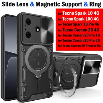 Tecno Spark uchun Slide Lens Funda 10 Tecno Spark uchun 4G Case 10 10C Camon 20 Pro 4G Premer 5G Case magnit qo'llab-quvvatlash zirh Cover Rasm